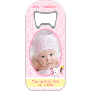 Kız Resimli Diş Temalı Oval Magnet Açacak