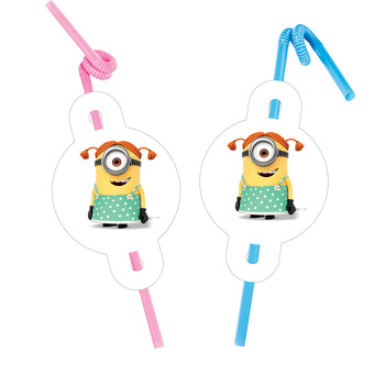 Kızlar İçin Minion Temalı Kürdan Pipet ve Kartı