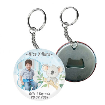 Koala Temalı Resimli Arkası Açacak Anahtarlık