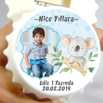 Koala Temalı Resimli Doğum Günü Magnet Açacak