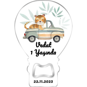 Komyonette Kaplan Temalı Balon Ahşap Magnet 