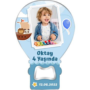 Korsan Aslan ile Panda Temalı Balon Ahşap Magnet 