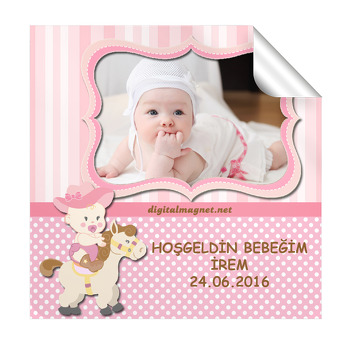 Kovboy Kız Temalı Hoşgeldin Bebek  Kare Etiket