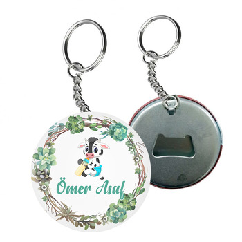 Kozalak Çerçeveli Hoşgeldin Bebek Temalı  Arkası Açacak Anahtarlık