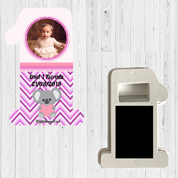 Koala Pembe Doğum Günü Magnet Açacak