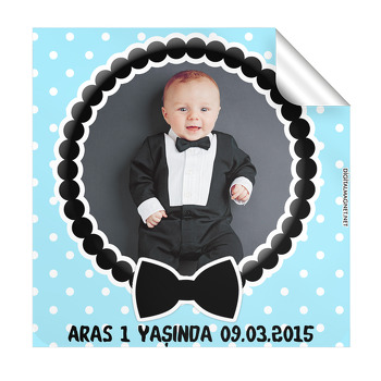 Küçük Adam Temalı Doğum Günü  Kare Etiket