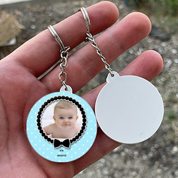 Küçük Adam Temalı Resimli Daire Plastik Anahtarlık