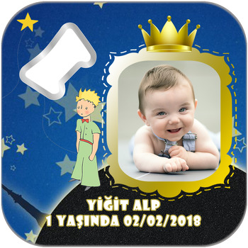 Küçük Prens 2 Temalı Kare Magnet Açacak