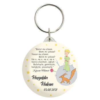 Küçük Prens ile Tilki Krem Fon Temalı Anahtarlık