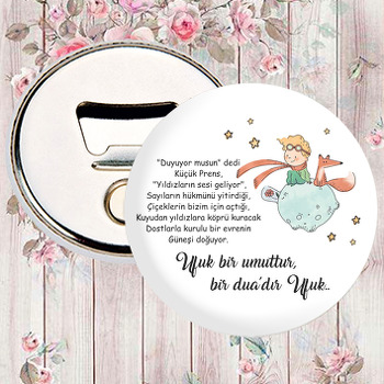 Küçük Prens ile Tilki Şiir Alıntılı Beyaz Fon Temalı Magnet Açacak
