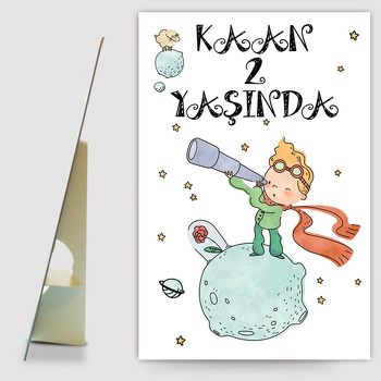Küçük Prens Temalı Ayaklı Ahşap Pano