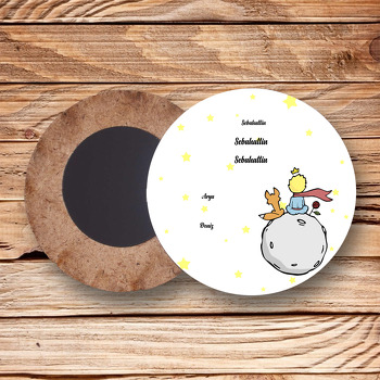 Küçük Prens Temalı Daire Ahşap Magnet