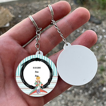 Küçük Prens Temalı Daire Plastik Anahtarlık