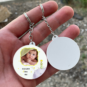 Küçük Prens Temalı Resimli Daire Plastik Anahtarlık