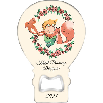 Küçük Prens ve Tilki Temalı Balon Ahşap Magnet 