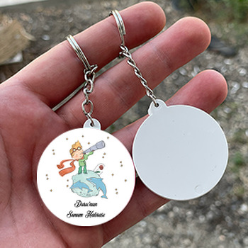 Küçük Prens Ve Yunuslar Temalı Daire Plastik Anahtarlık