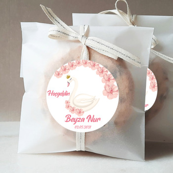 Kuğu ile Soft Çiçekler Temalı Sticker