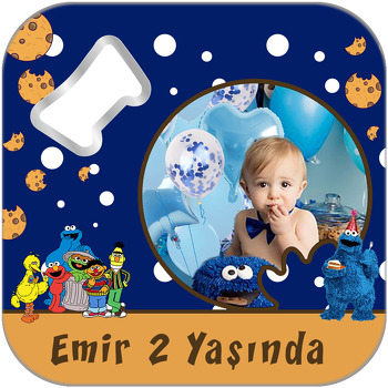 Kurabiye Canavarı ve Arkadaşları Temalı Kare Magnet Açacak