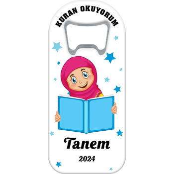 Kuran Okuyorum Neşeli Kız Çocuk Temalı Uzun Magnet Açacak
