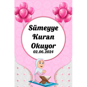 Kuran Okuyorum Pembe Temalı Afiş