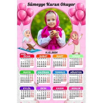 Kuran Okuyorum Pembe Temalı Takvim Magnet