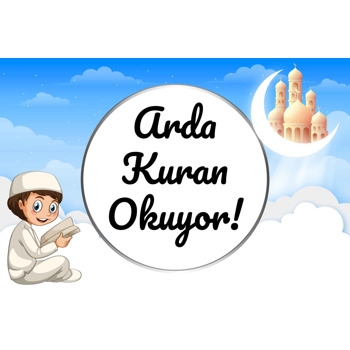 Kuranı Kerim Okuyorum Mavi Temalı Afiş