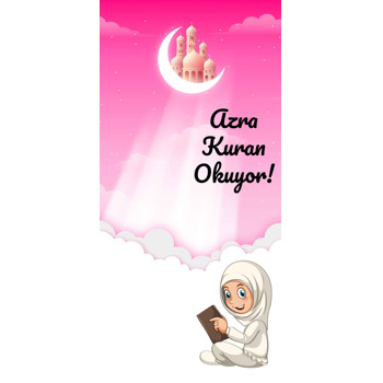Kuranı Kerim Okuyorum Pembe Temalı Hediyelik Kart