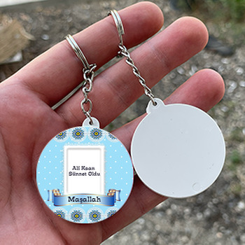 Kurdeleli Sünnet Temalı Daire Plastik Anahtarlık