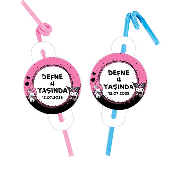 Kuromi Temalı Pipet ve Kartı
