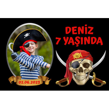 Kuru Kafa Korsan Temalı Doğum Günü Afiş