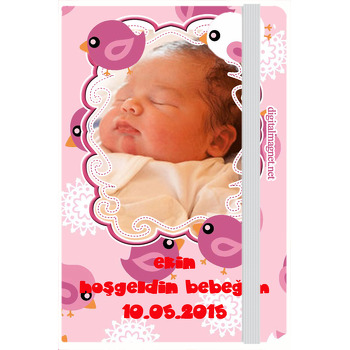 Kuş Temalı Hoşgeldin Bebek Kişiye Anı Özel Defter