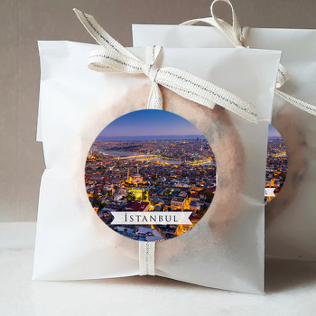 Kuşbakışı İstanbul ile Şehirler Temalı Sticker