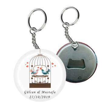 Kuşlar ve Kafes Temalı Arkası Açacak Anahtarlık