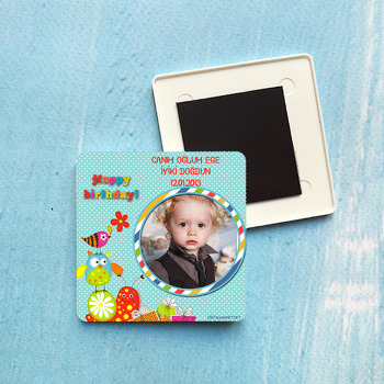 Kuşlu Ve Baykuşlu Plastik Kare Magnet
