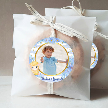 Kuzu Mavi Çizgili Temalı Sticker