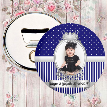 Lacivert Beyaz Gümüş Çerçeveli Temalı Fotoğraflı Magnet Açacak