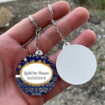 Lacivert Gold Temalı Daire Plastik Anahtarlık