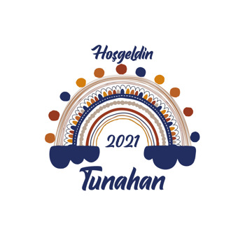 Lacivert ile Pastel Tonlarda Gökkuşağı Temalı Doğum Günü Afiş