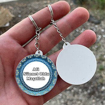 Lacivert Sünnet Temalı Daire Plastik Anahtarlık