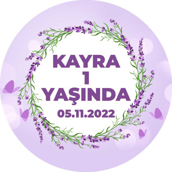 Lavanta Çerçeve ile Lila Fon Temalı Akrilik Daire Magnet