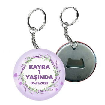 Lavanta Çerçeve ile Lila Fon Temalı Arkası Açacak Anahtarlık