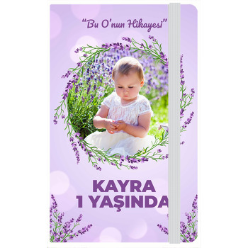 Lavanta Çerçeve ile Lila Fon Temalı Doğum Günü Anı Defteri