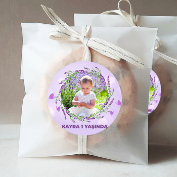 Lavanta Çerçeve ile Lila Fon Temalı Sticker