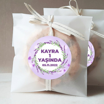 Lavanta Çerçeve ile Lila Fon Temalı Sticker