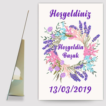Lavanta Çerçeve Temalı Ayaklı Ahşap Pano