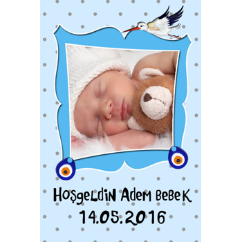 Leylekli Hoşgeldin Erkek Bebek Magnet