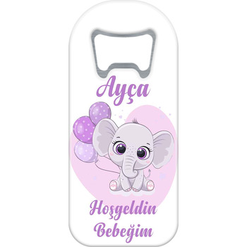Lila Balonlu Bebek Fil Temalı Uzun Magnet Açacak