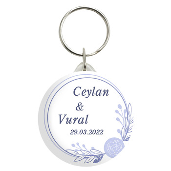 Lila Gül ile Mor Çerçeve Temalı Anahtarlık