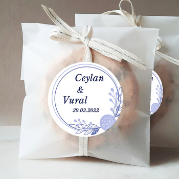 Lila Gül ile Mor Çerçeve Temalı Sticker