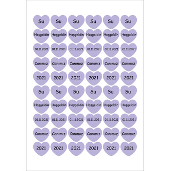 Lila Kalp Temalı Şekilli Sticker